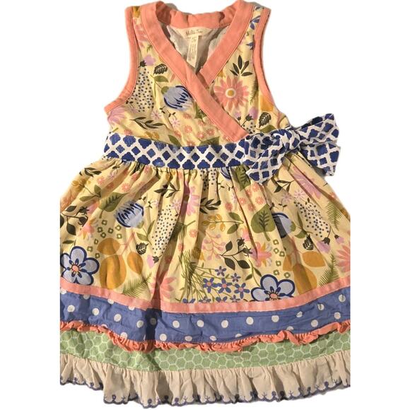 Matilda Jane‎ 4 Girls Yellow Sleeveless Floral Flower Wrap Dress - Picture 2 of 5